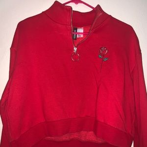 red rose cropped sweater !
